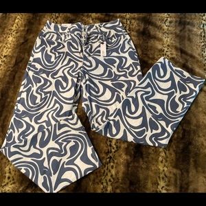 Groovy Skate Pants Size 1X Rue+ BLUE/White Swirls NEW Wide Leg Plus!